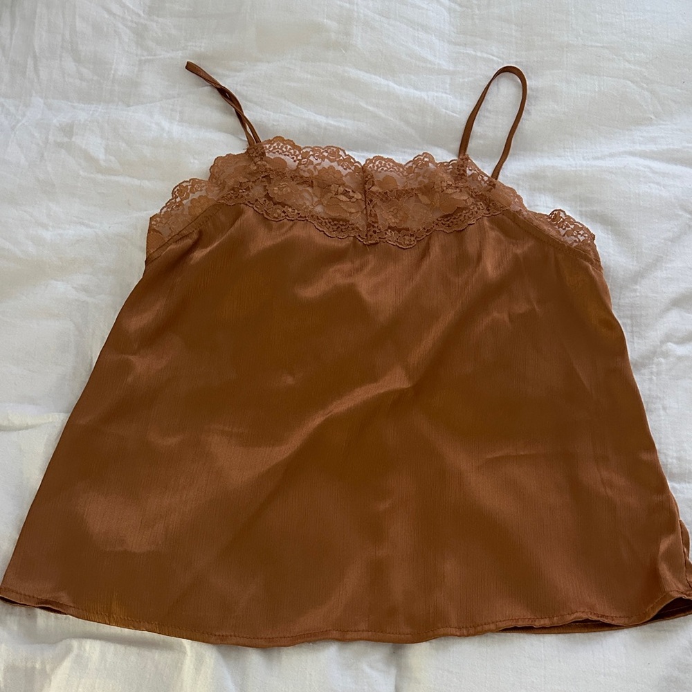 Elegant Orange Lace Trim Camisole
